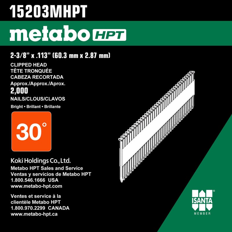 Metabo HPT 15203MHPT 2-3/8" x 0.113 Bright Ring Shank Round Head Offset Paper Nails | 2000 Count - Image 3